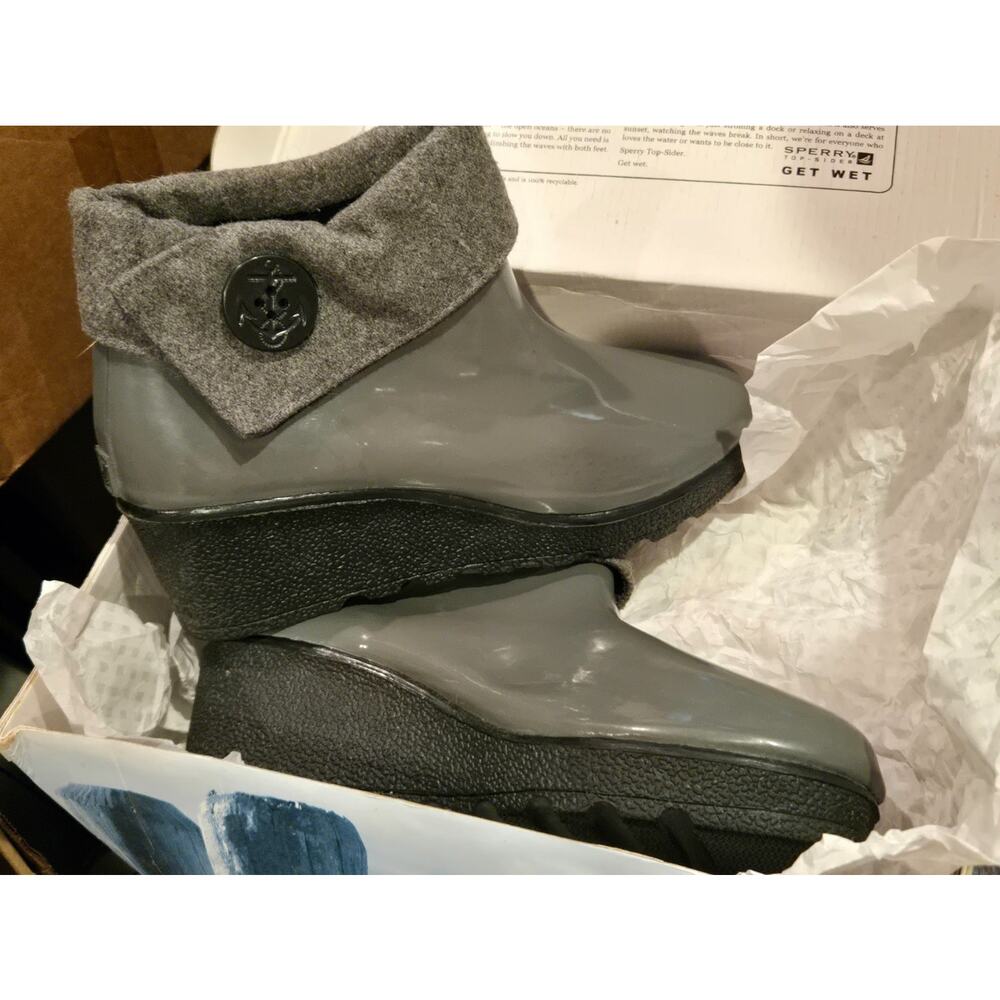 Sperry Top Sider Sadie Low Waterproof Gray Rain Duck Boots Size 8 New in Box NIB